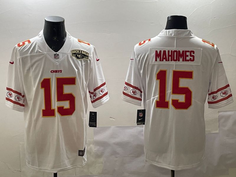 Men Kansas City Chiefs #15 Mahomes White 2025 Nike Vapor Limited NFL Jersey style 15